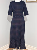 Banana Republic Windowpane Plaid Midi Dress – Size 10 Tall (NWT)