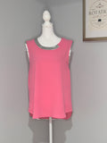 Anne Klein Pink Sleeveless Blouse with Metallic Trim – Size 10