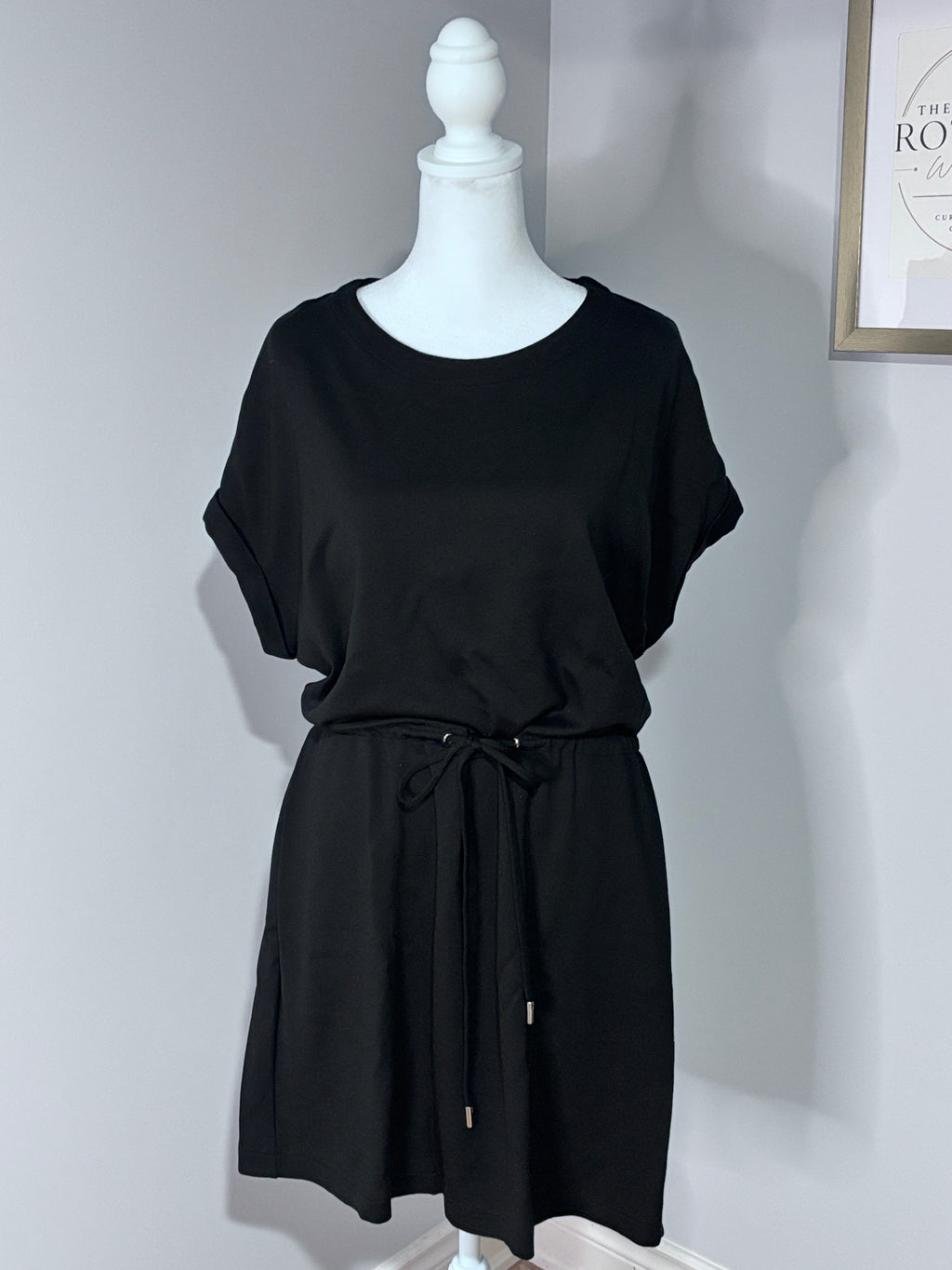 Rachel Roy Black Tie-Waist Dress | Medium