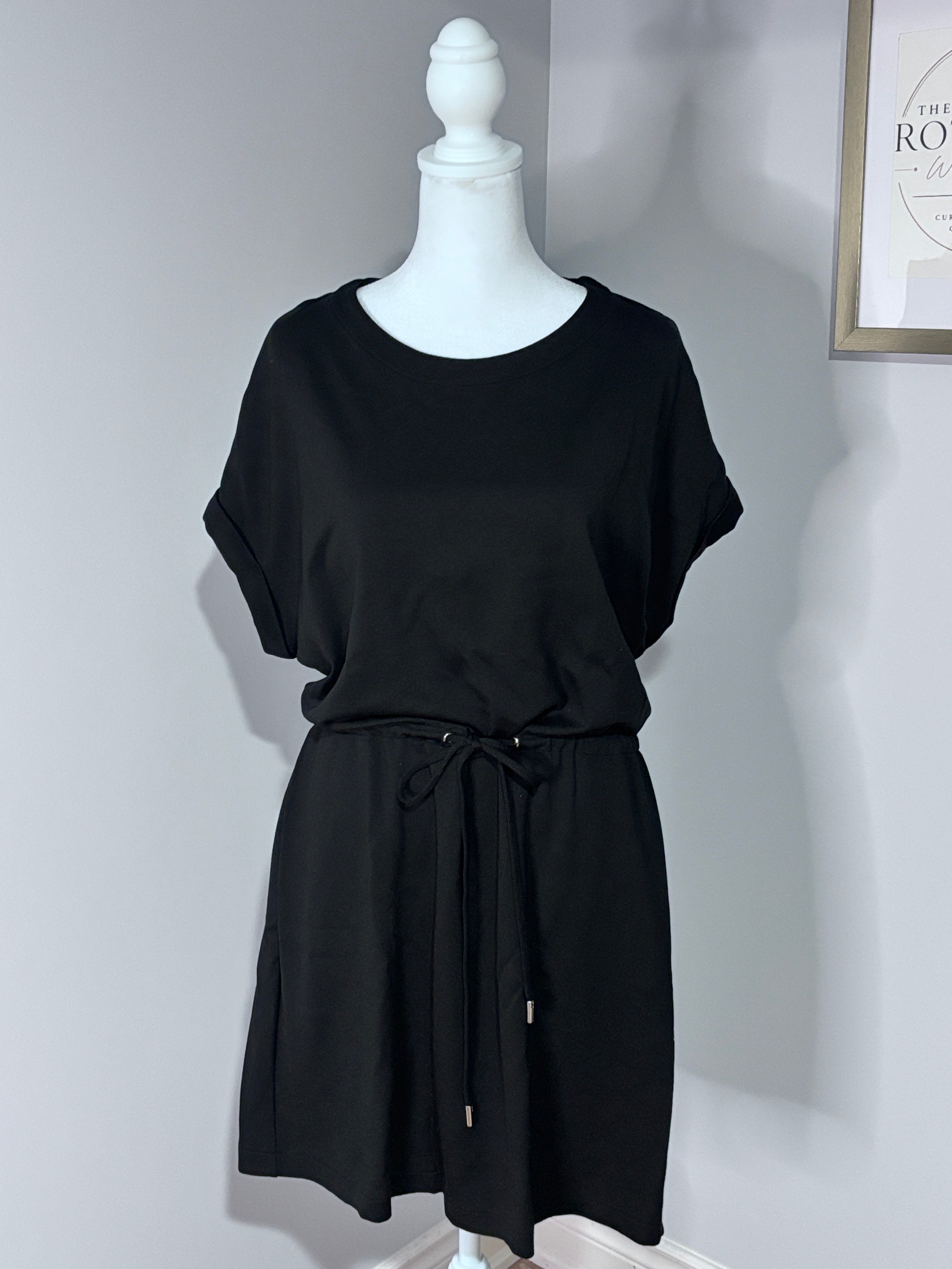 Rachel Roy Black Tie-Waist Dress | Medium