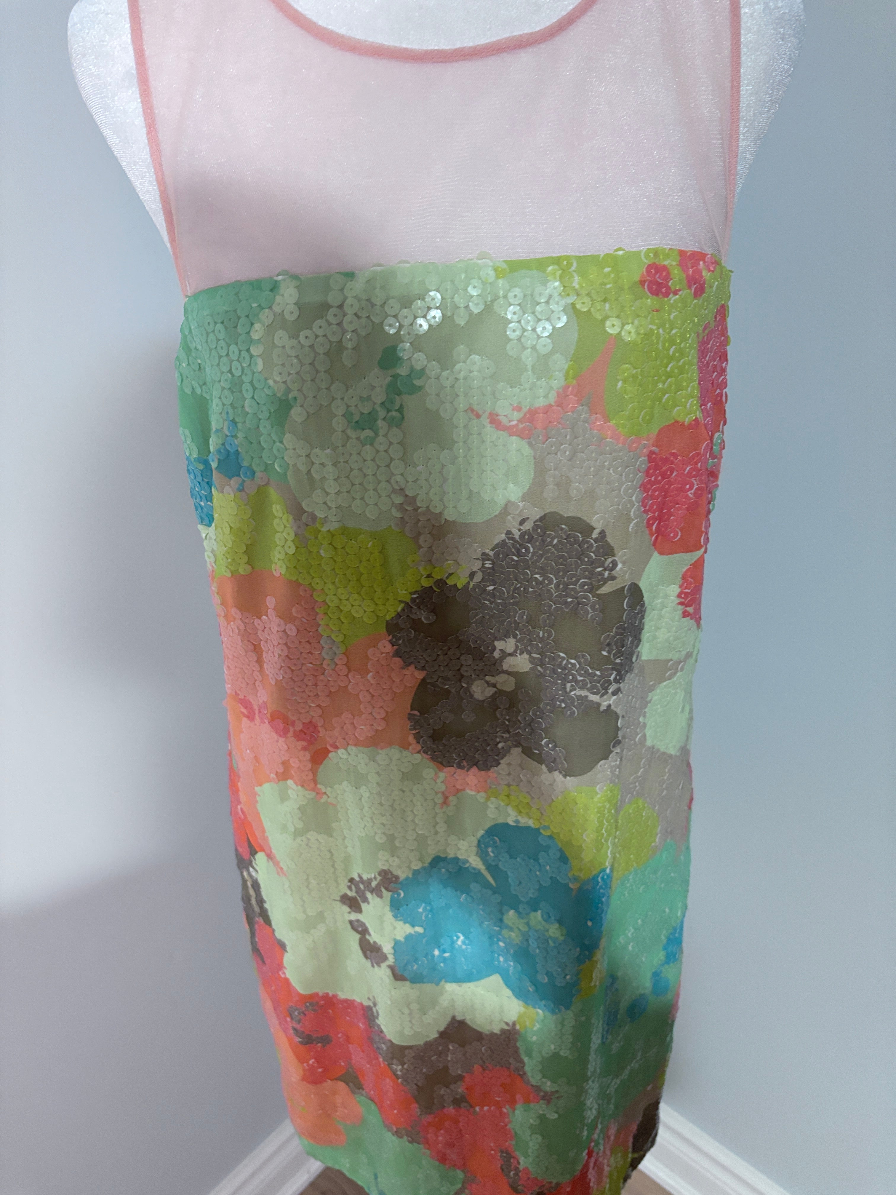 Designer Trina Turk Floral Sequin Shift Dress
