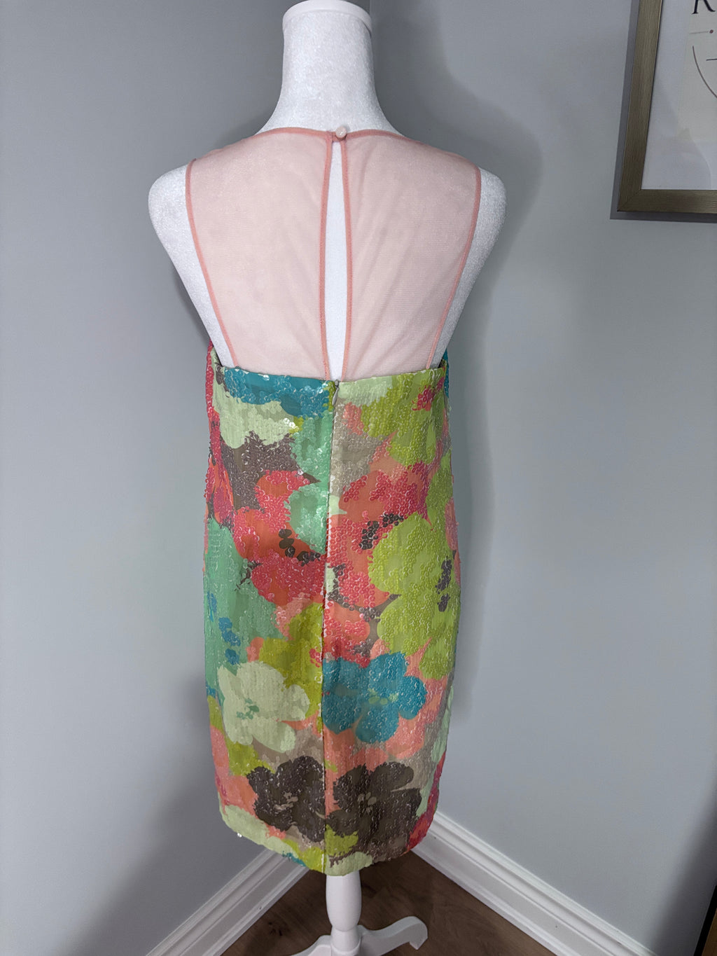 Designer Trina Turk Floral Sequin Shift Dress