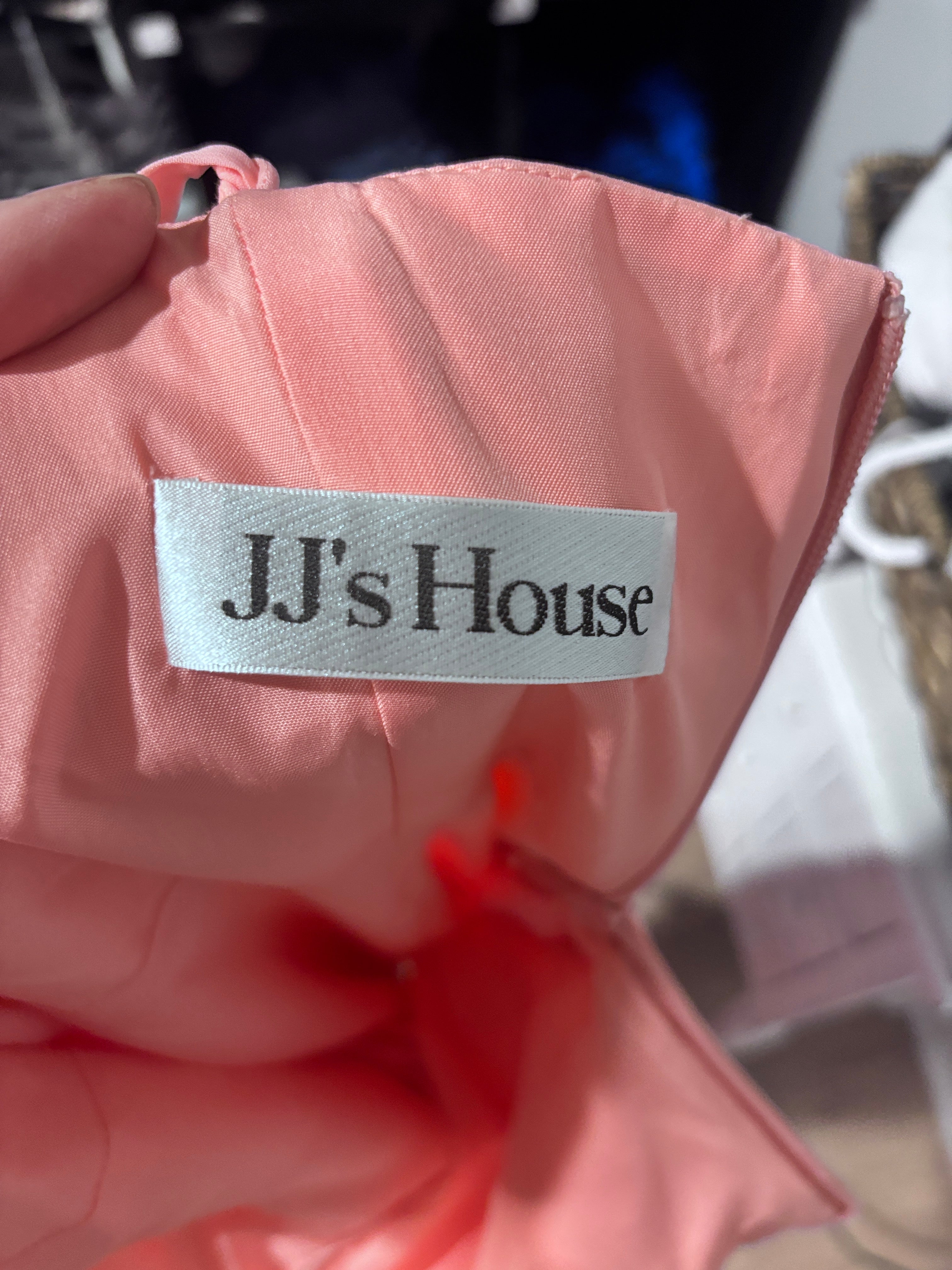 JJ's House Coral Chiffon Midi Dress with Pockets | Size 4