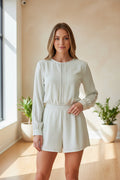 Endless Rose White Long Sleeve Lace Detail Romper | Medium | $28.00