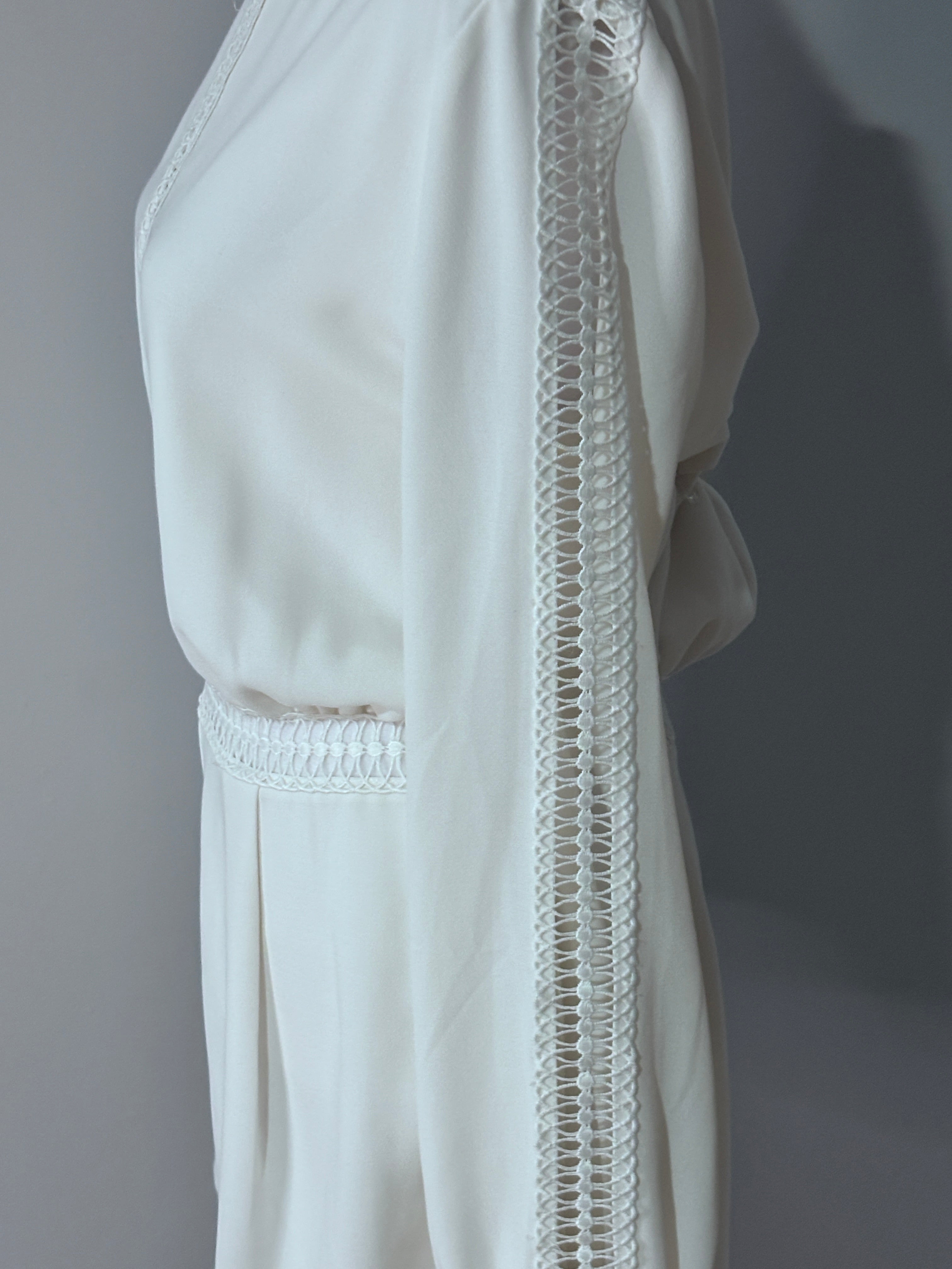 Endless Rose White Long Sleeve Lace Detail Romper | Medium | $28.00
