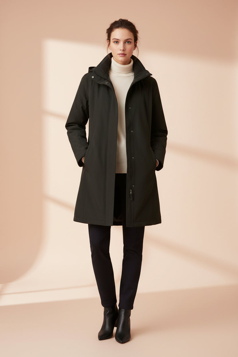 True North Black Hooded Coat | Removable Hood | XL