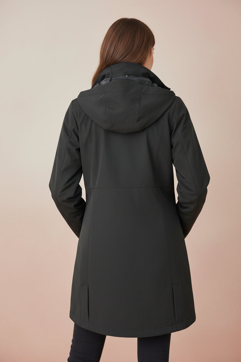 True North Black Hooded Coat | Removable Hood | XL