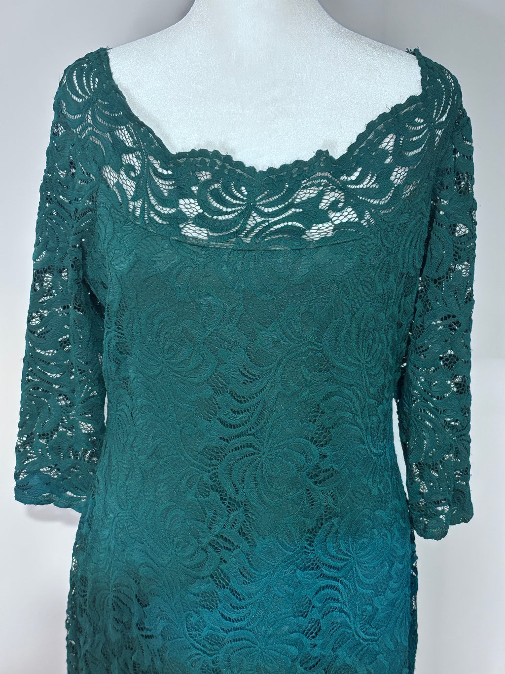 Emerald Green Lace Dress | Size 16